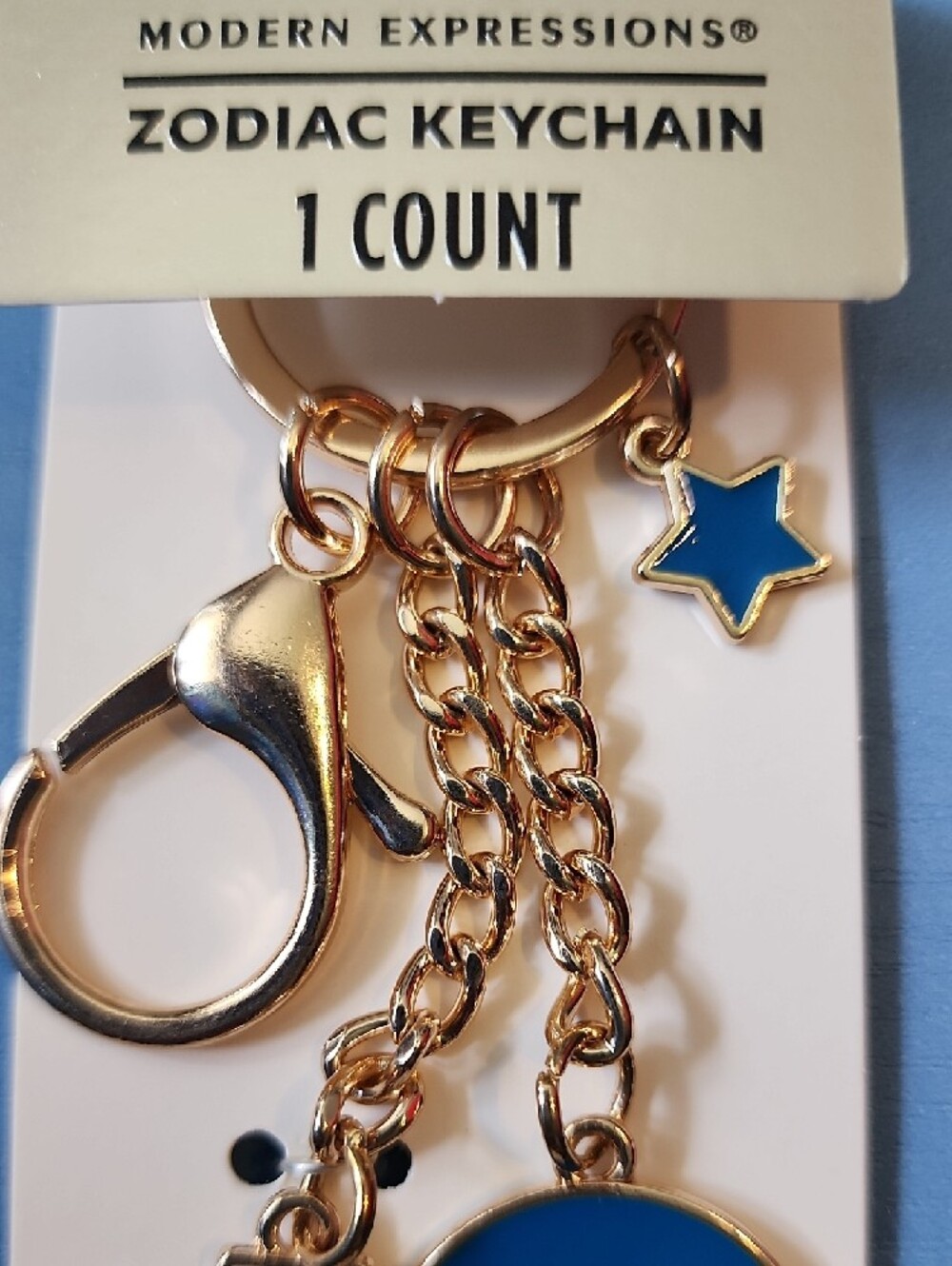 Modern Expressions Gold-Tone Aquarius Zodiac Keychain - Blue - Picture 3 of 4